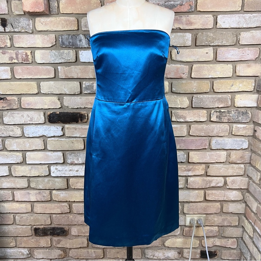 BANANA REPUBLIC jewel blue strapless satin cocktail dress
